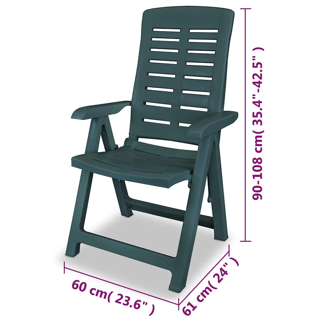 Reclining Folding Chairs 4 pcs Plastic Green