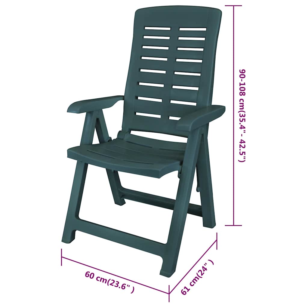 Reclining Folding Chairs 6 pcs Plastic Green