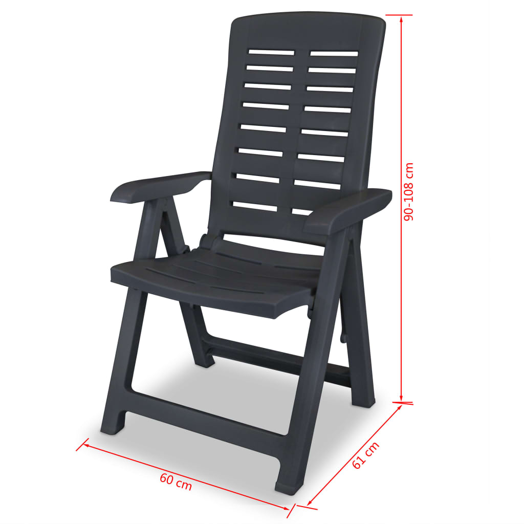 Reclining Folding Chairs 4 pcs Plastic Anthracite