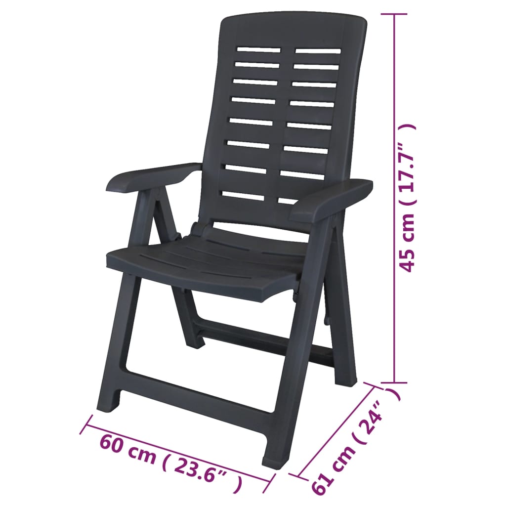 Reclining Folding Chairs 6 pcs Plastic Anthracite