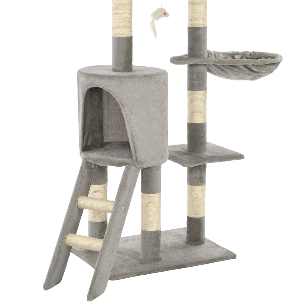 Cat Tree | Grey | Particle board, plush, sisal | 138 cm tall | Durable