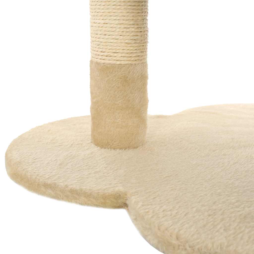 Cat Tree | Beige and Brown | Particle Board, Plush, Sisal Rope | Small