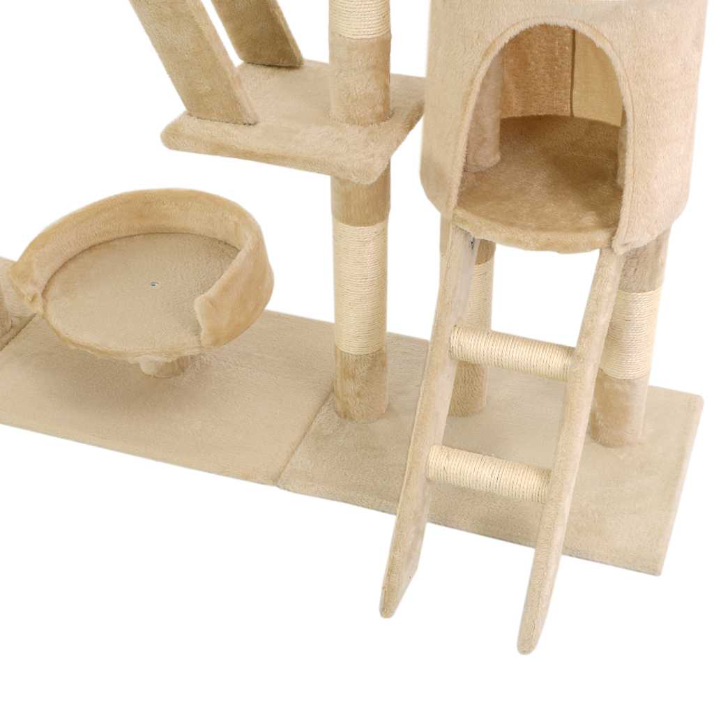 Cat Tree | Beige | Particle board, Plush, Sisal rope | Medium