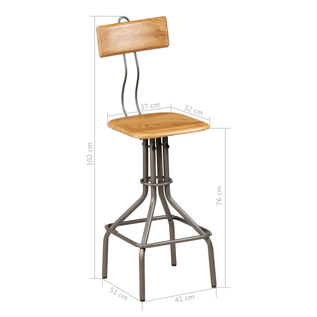 Bar Chair | Set of 2 | Teak and Steel Grey