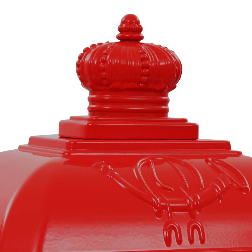 Pillar Letterbox | Red | Cast aluminium | Medium | Decorative Inlays