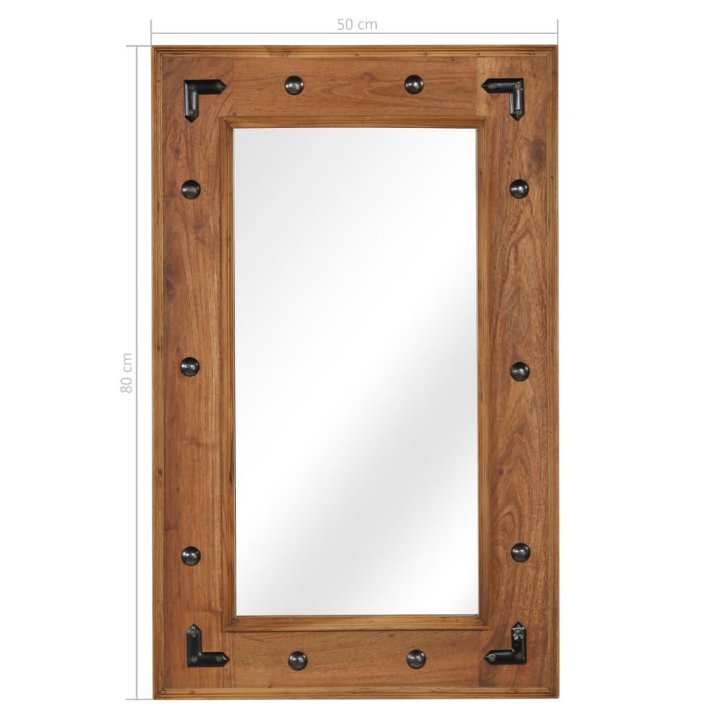 Mirror | Brown | Solid Acacia wood | Medium | Decorative Inlays