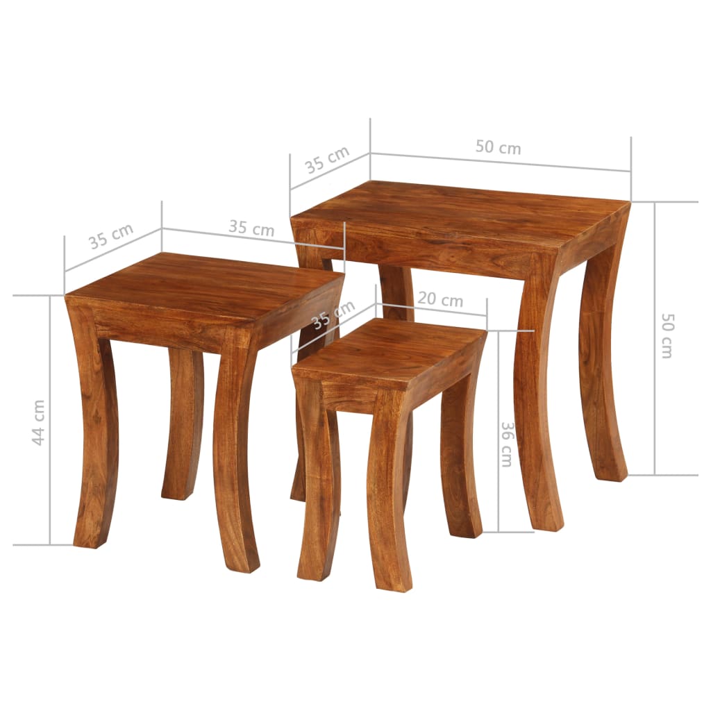 Nesting Table | Brown with a honey touch finish | Solid acacia wood