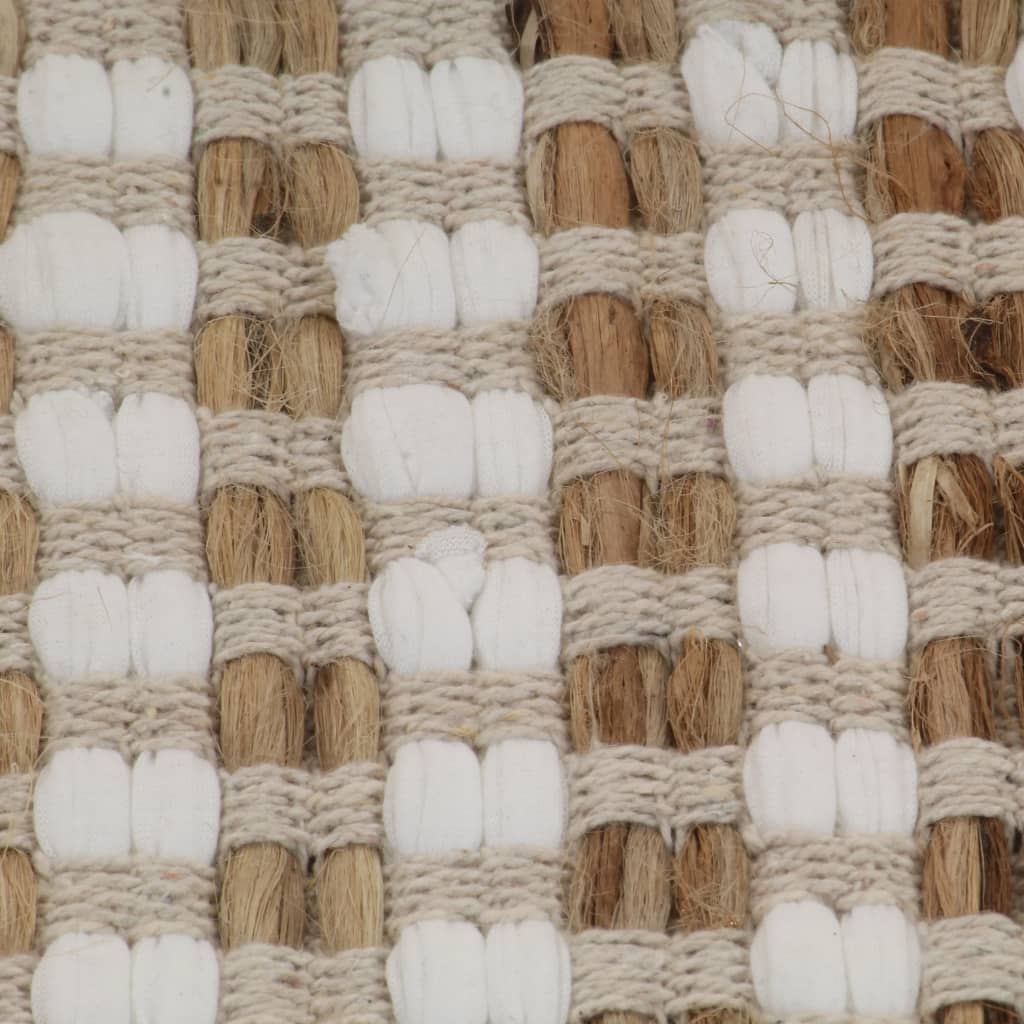 Bath Mat Set | Natural and White | 45% Polyester, 45% Jute, 10% Cotton