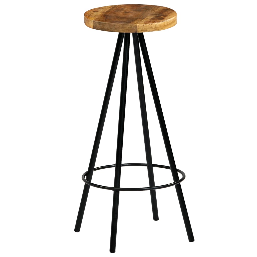 Bar Stool | Set of 2 | Natural wood and black