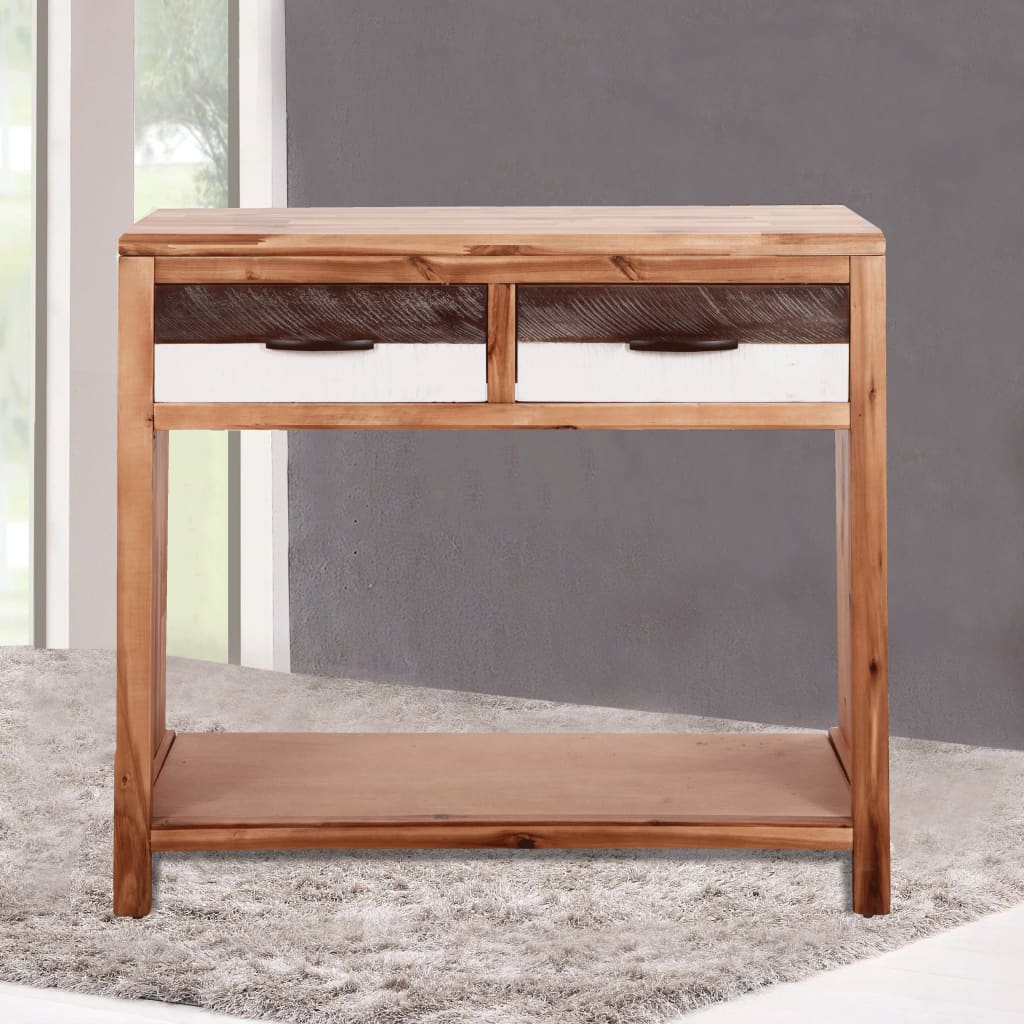 Console Table Solid Acacia Wood 33.9"x11.8"x29.5