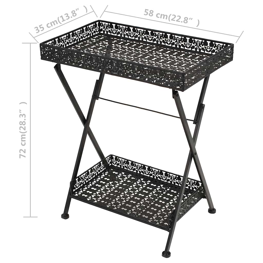 Table | Black | Metal | 58x35x72 cm | Foldable | Tea Table | Rectangular
