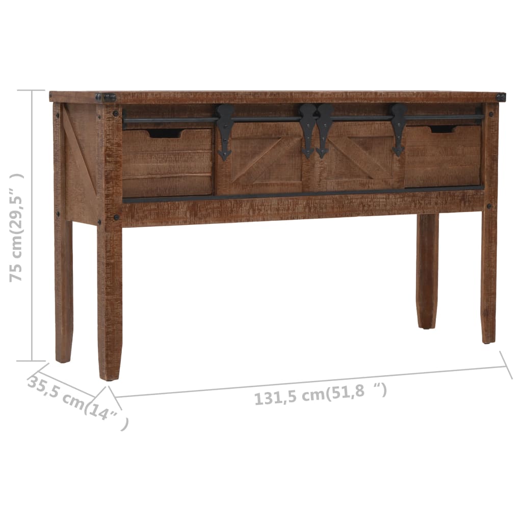 Console Table | Brown | Solid fir wood, MDF, steel | 131x35.5x75 cm
