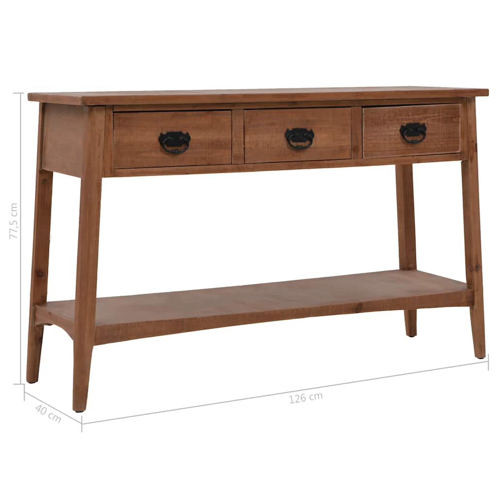 Console Table | Brown | Solid fir wood | 126cm x 40cm x 77.5cm