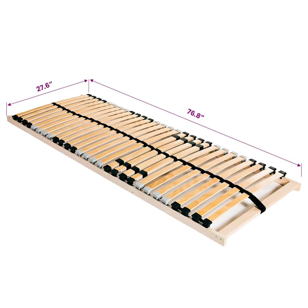 Slatted Bed Base without Mattress with 28 Slats 7 Zones 70x200 cm