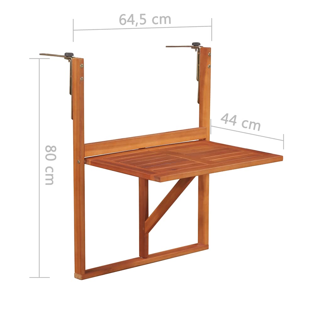 Balcony Table | Brown | Solid Acacia wood | Compact | Foldable