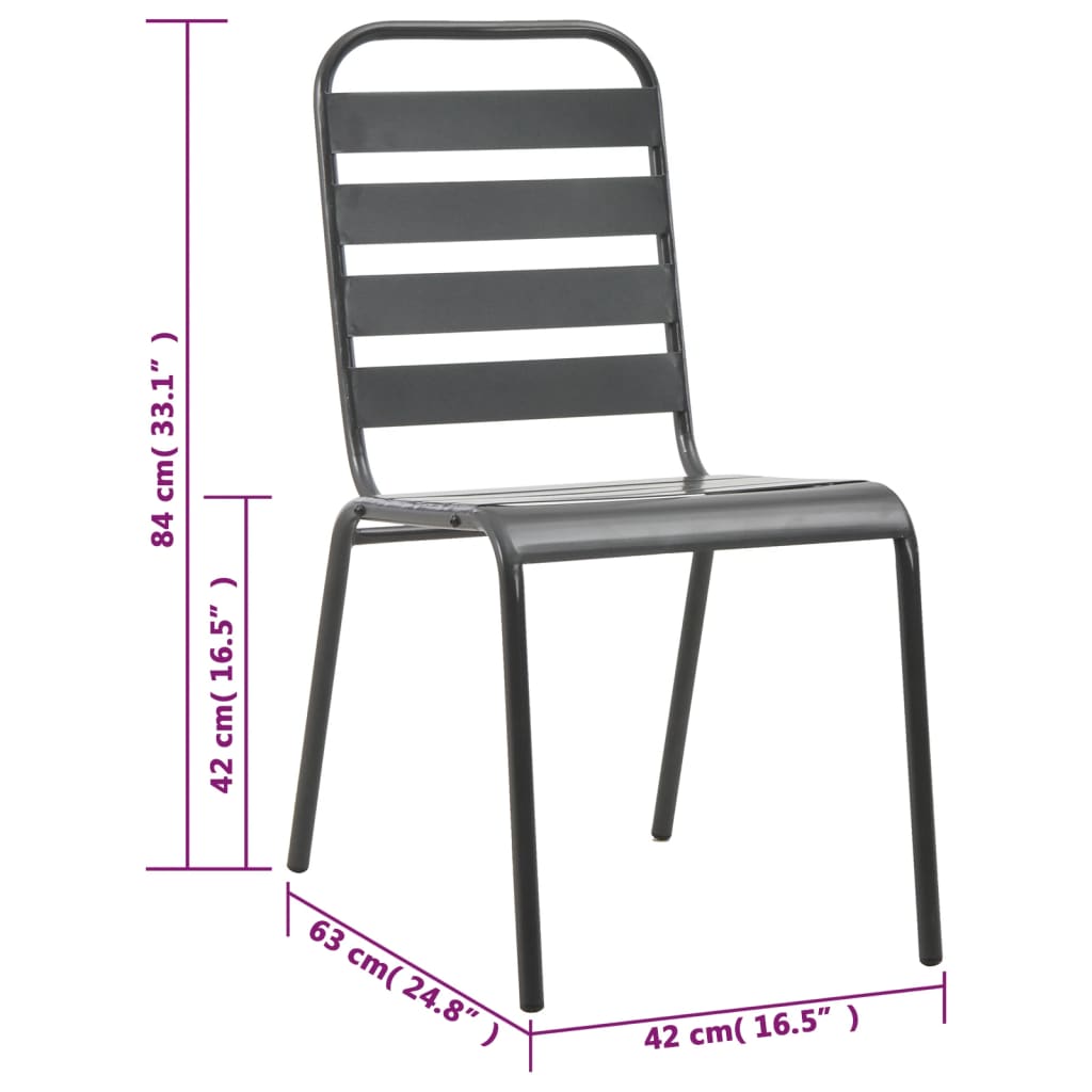 7 Piece Outdoor Dining Set Steel Dark Grey