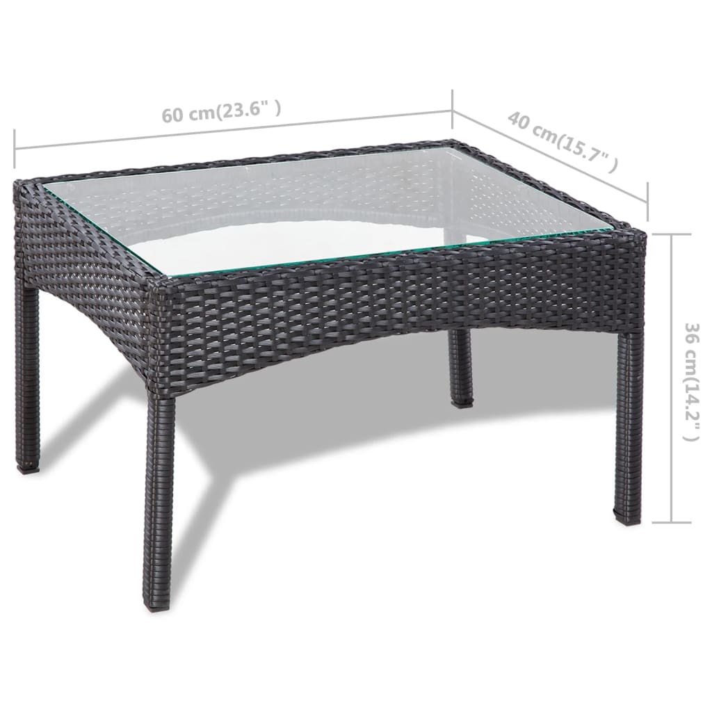 4 Piece Patio Lounge Set with Cushions Poly Rattan Black