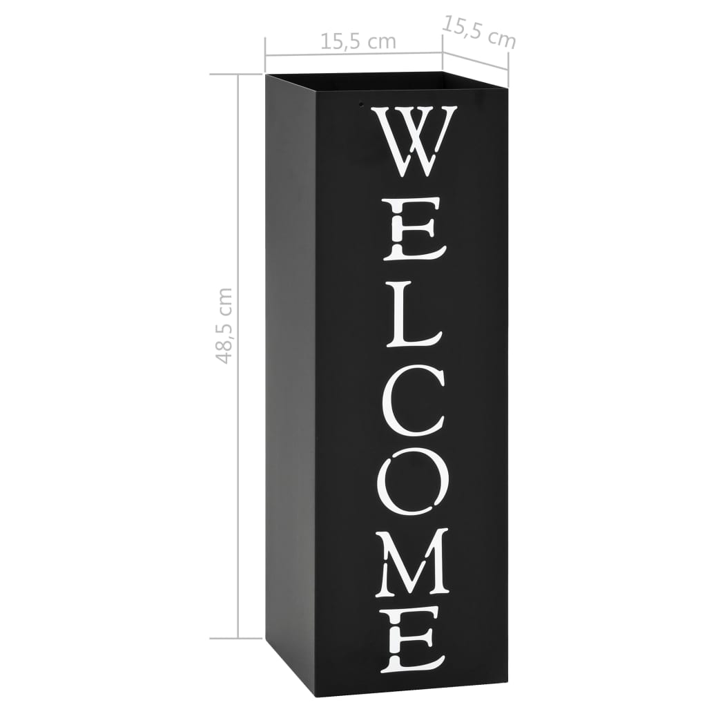 Umbrella Stand | Black | Powder-Coated Steel | Decorative Inlays