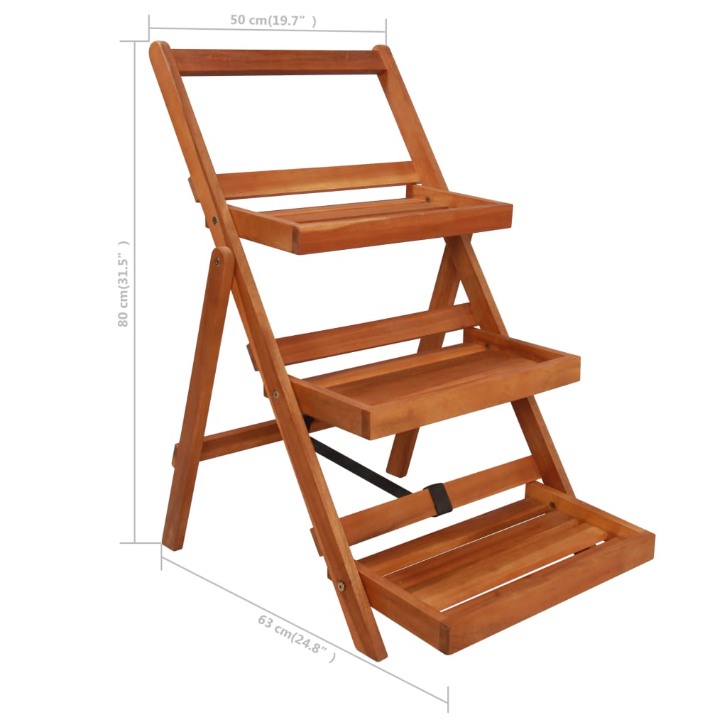 Plant Stand | Brown | Solid Acacia wood | Medium | Foldable | Plant Stand