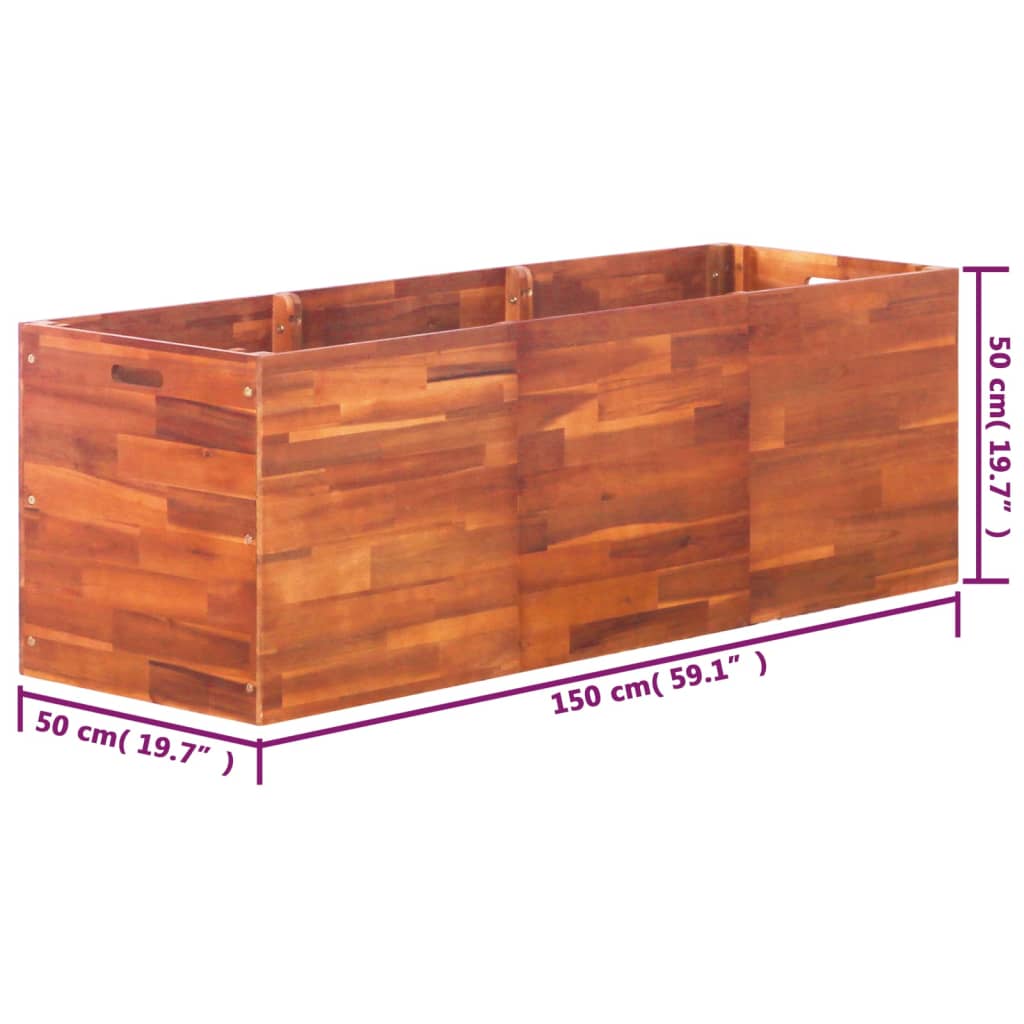 Garden Raised Bed Acacia Wood 150x50x50 cm