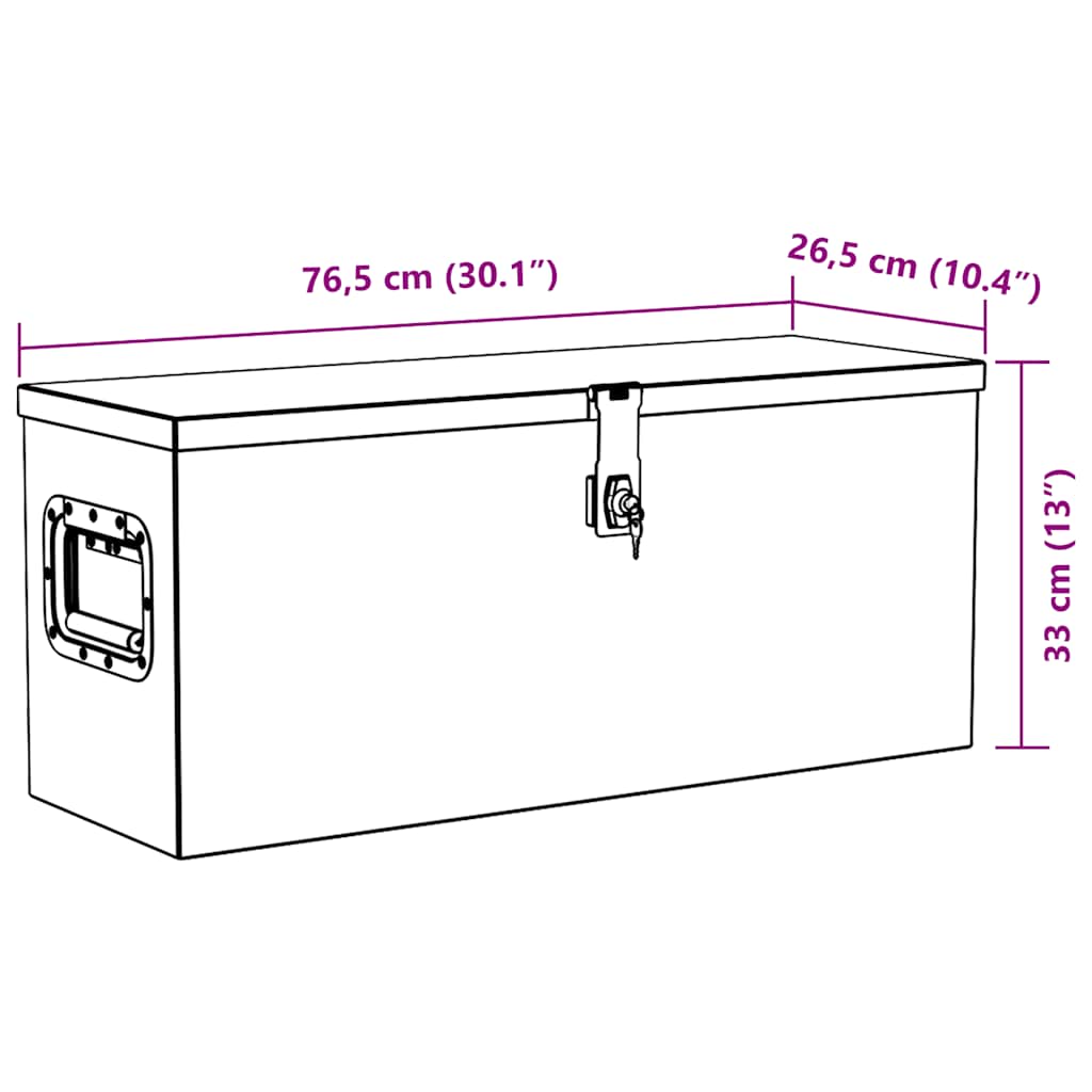 Aluminium Box 76.5x26.5x33 cm Silver