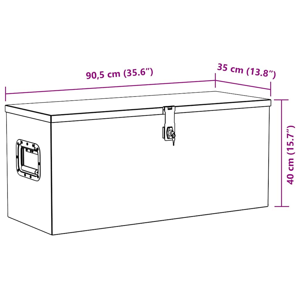 Aluminium Box 90.5x35x40 cm Silver