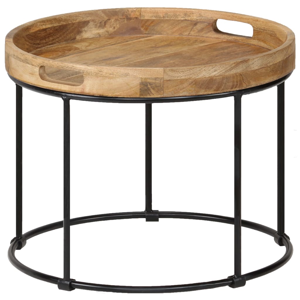246672 vidaXL Coffee Table Solid Mange Wood and Steel 50x40 cm