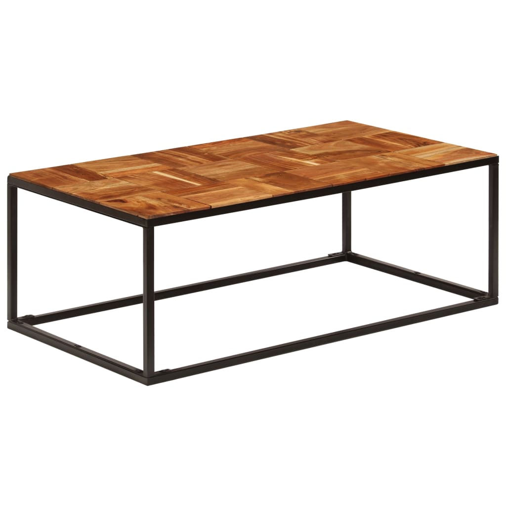 Coffee Table | Brown and Black | Solid Acacia Wood and Steel | Standard