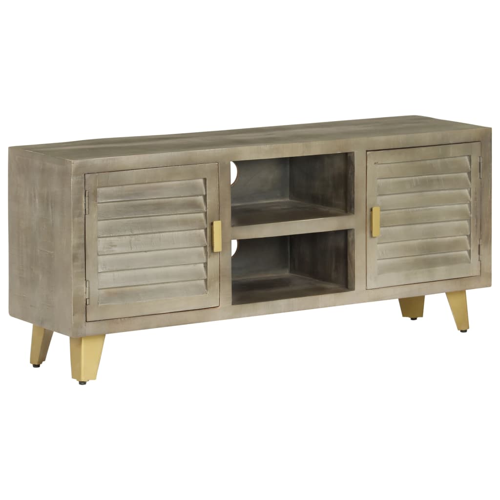 TV Cabinet | Grey with brass legs | Solid mango wood, steel legs