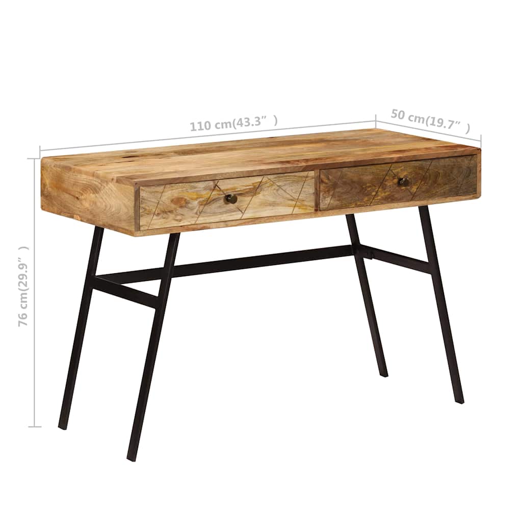 Writing Desk | Varied tones of natural wood | Solid mango wood, steel