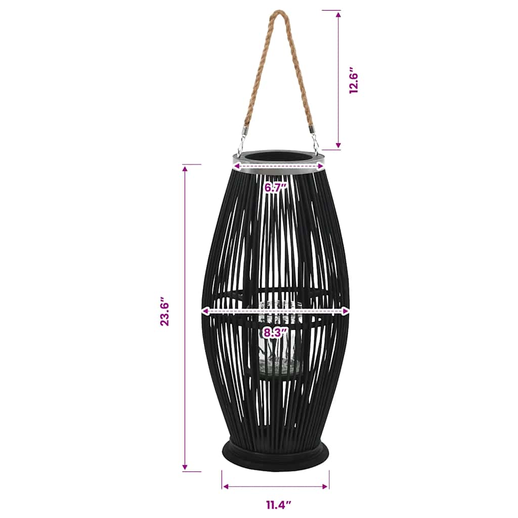 Candle Holder | Black | Bamboo | Medium | Hanging mounting