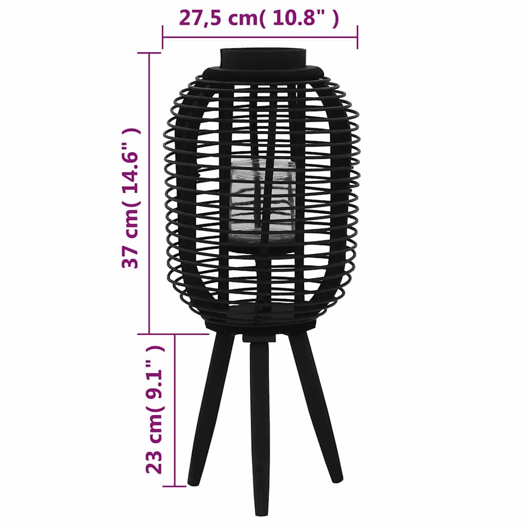 Candle Holder | Black | Bamboo and Glass | Standard | Portable