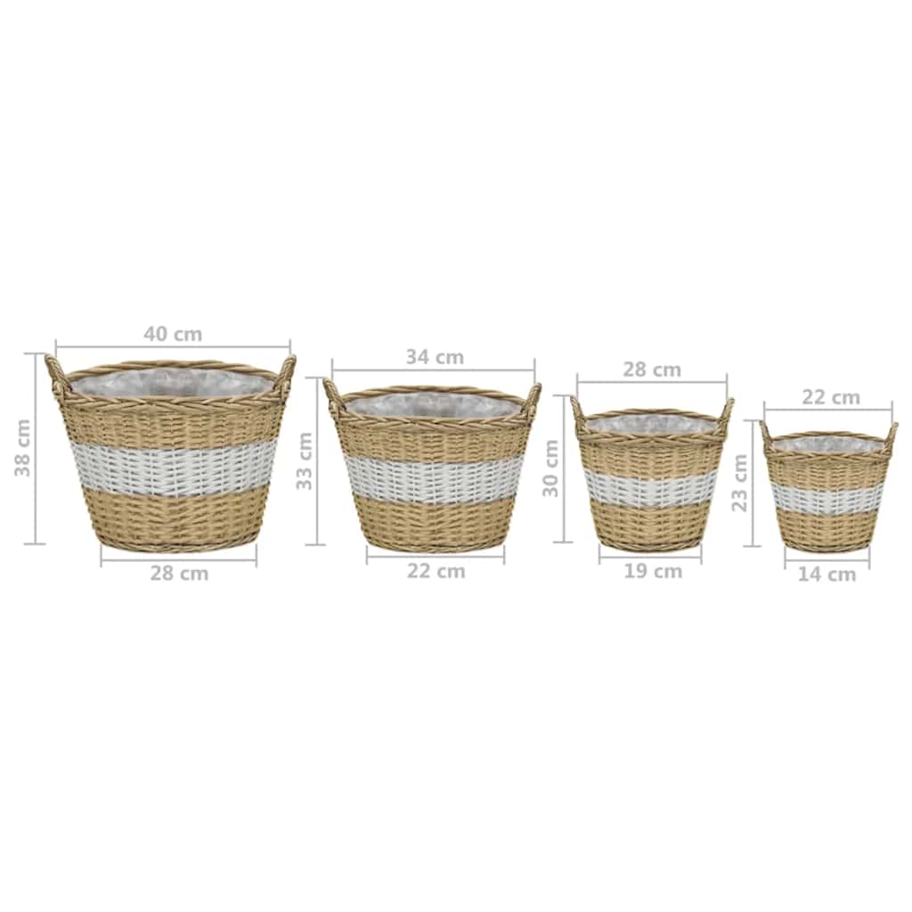 Raised Bed | Set of 4 | Brown and white | Wicker and polyethylene