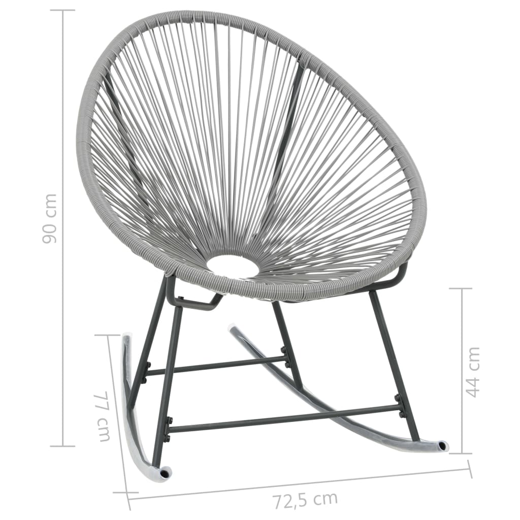 vidaXL Rocking Chair Grey Polyethylene rattan, powder-coated steel