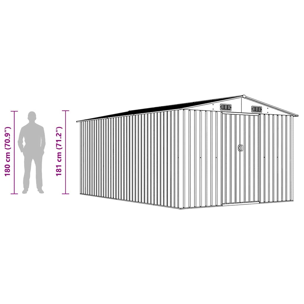 Garden Shed 257x392x181 cm Metal Grey