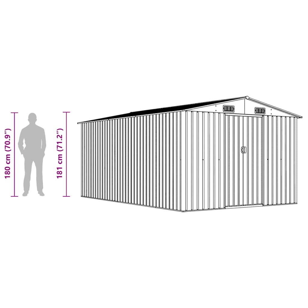 Garden Shed | Anthracite | Galvanised Steel | Large | Garden Shed