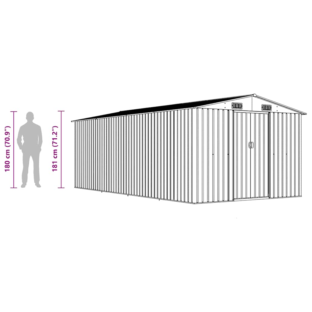 Garden Shed 257x489x181 cm Metal Brown