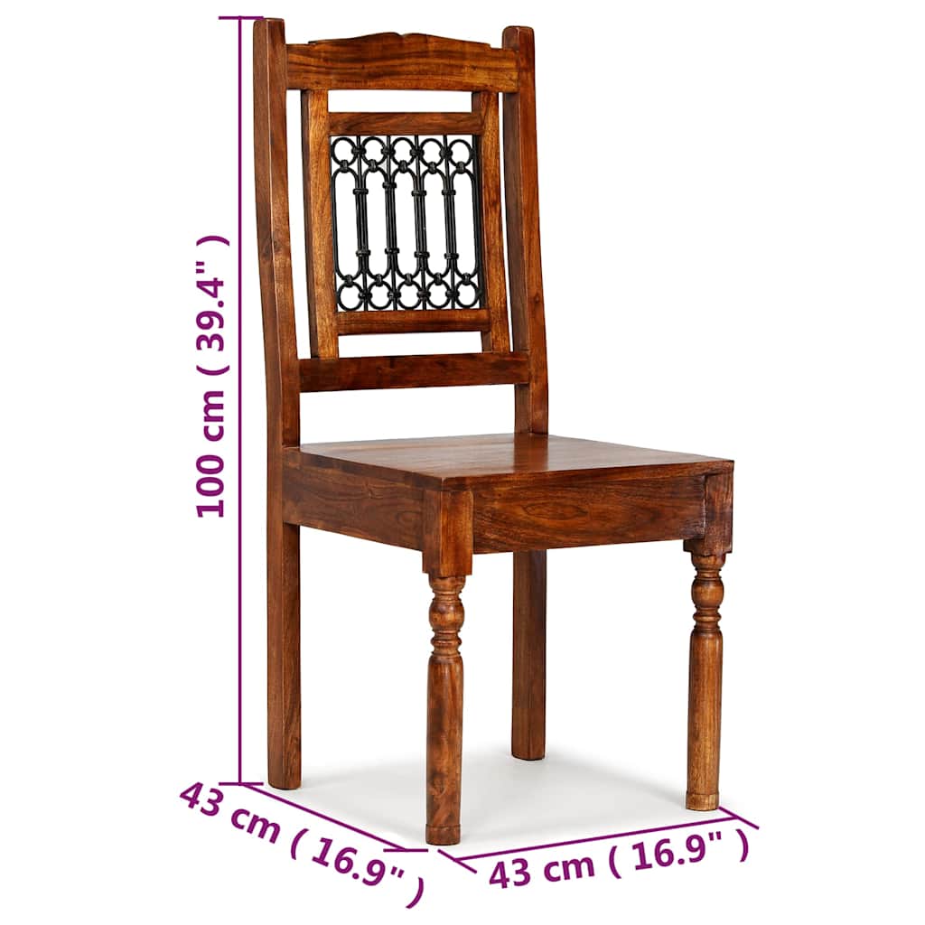 Dining Chair | Set of 6 | Brown | Solid acacia wood, cast iron | Standard