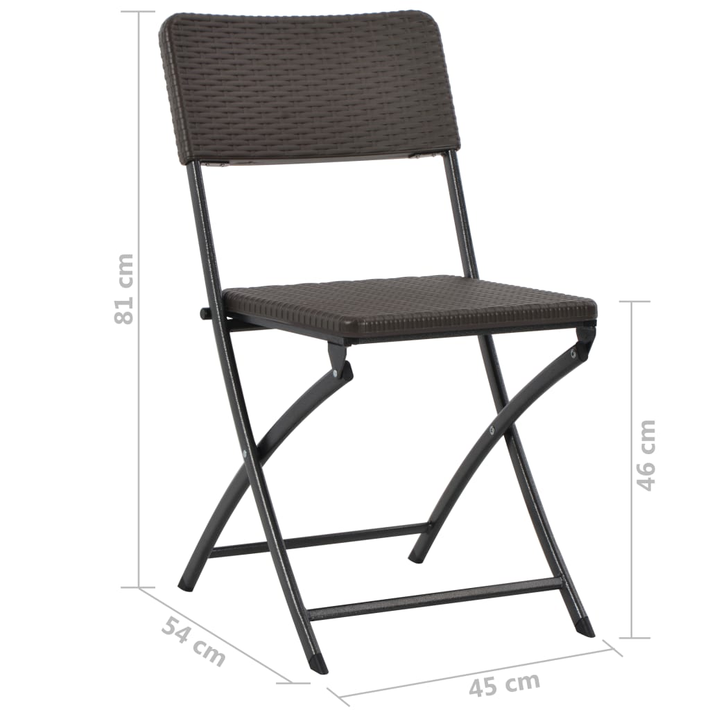 Folding Chairs 4 pcs HDPE and Steel Brown