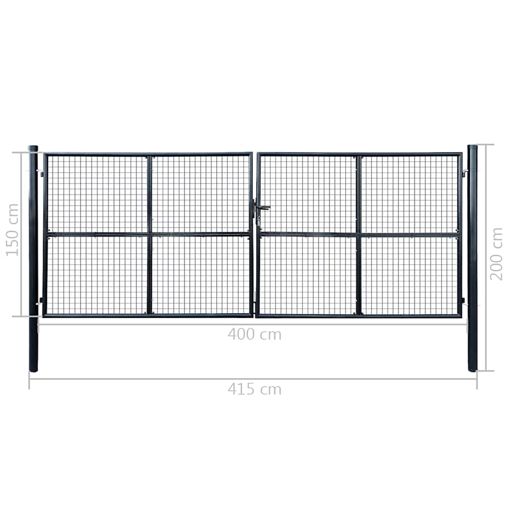 Mesh Garden Gate Galvanised Steel 400x150 cm Grey