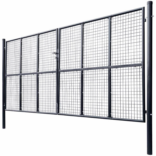 Mesh Garden Gate Galvanised Steel 400x200 cm Grey
