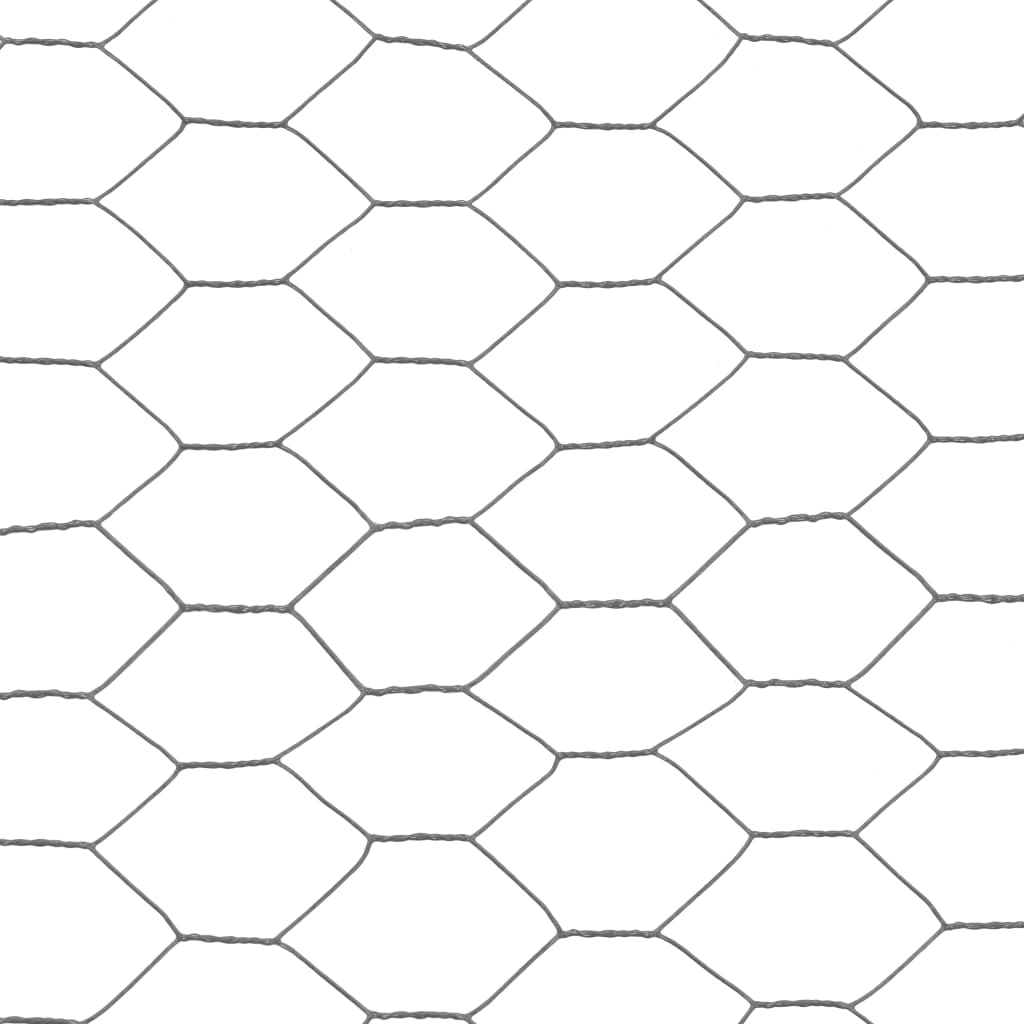Chicken Wire Fence Steel with PVC Coating 25x0.5 m Grey