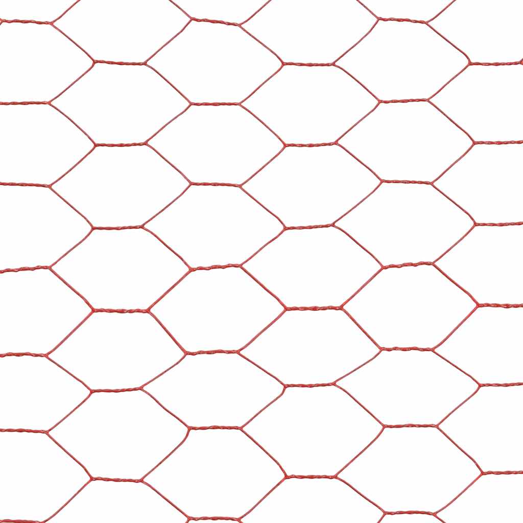 Chicken Wire Fence Steel with PVC Coating 25x1 m Red
