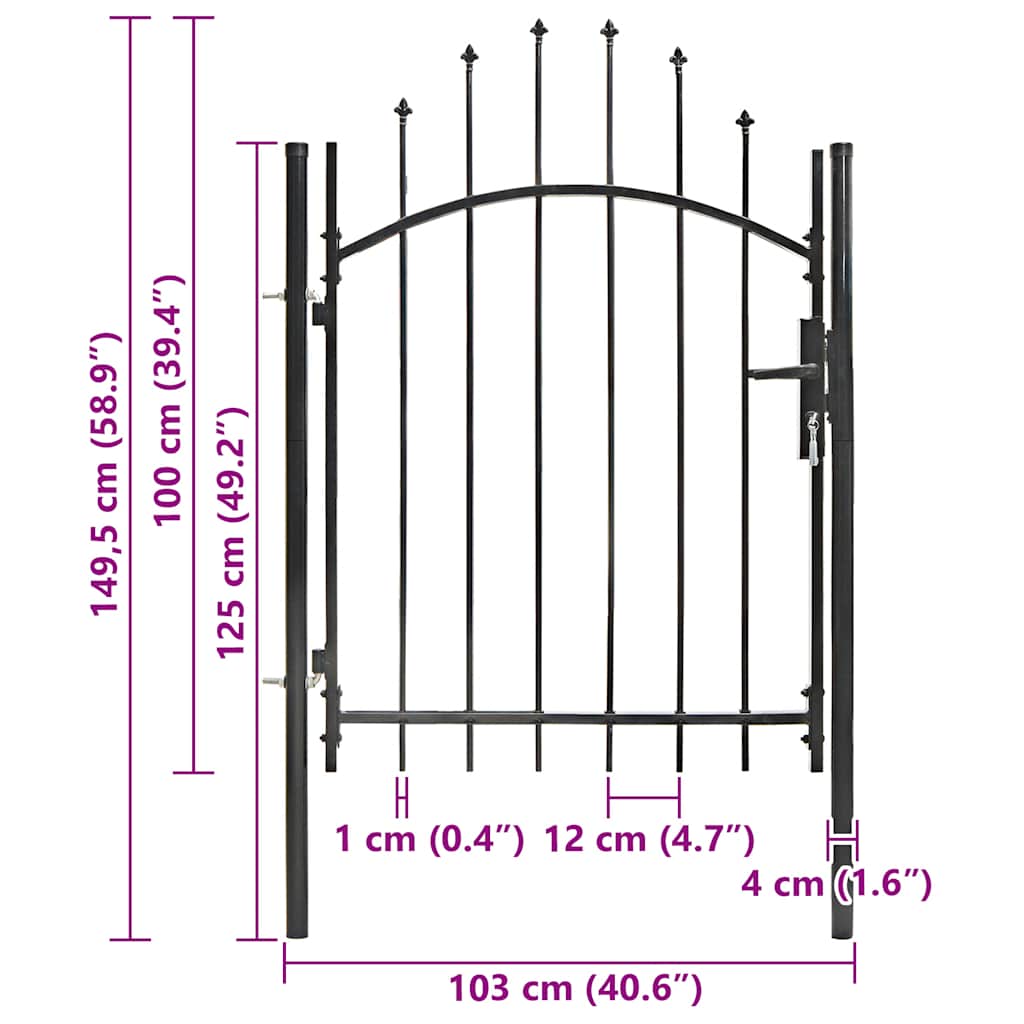143058 vidaXL Garden Gate "Woerden" Steel 1x1 m Black