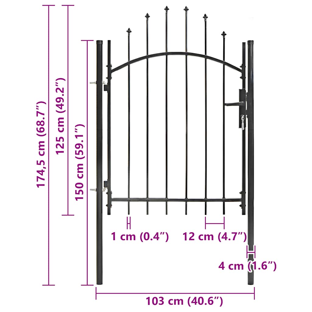 143059 vidaXL Garden Gate "Woerden" Steel 1x1,25 m Black