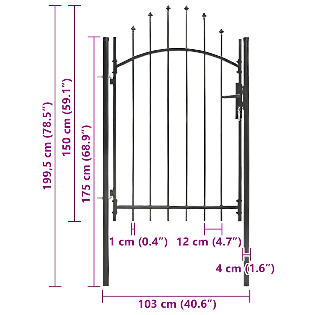 143060 vidaXL Garden Gate "Woerden" Steel 1x1,5 m Black