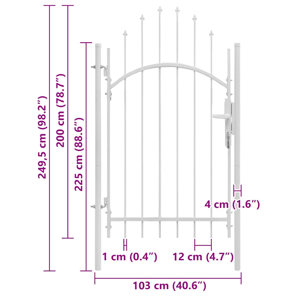 Garden Gate "Woerden" Steel 1x2,45 m White