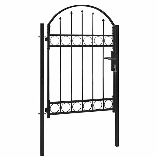 Fence Gate "ASSEN" with Arched Top Steel 102x125 cm Black