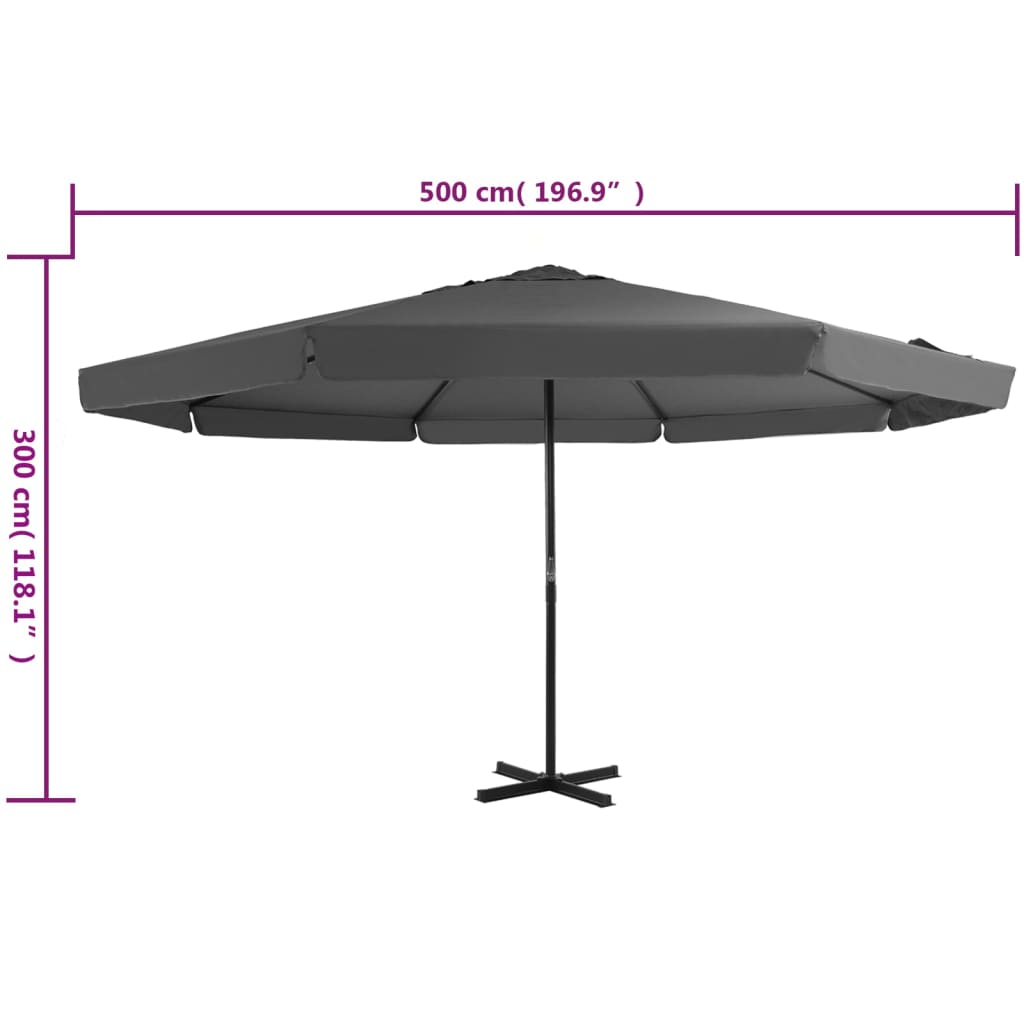 Garden Parasol with Aluminium Pole 500 cm Anthracite