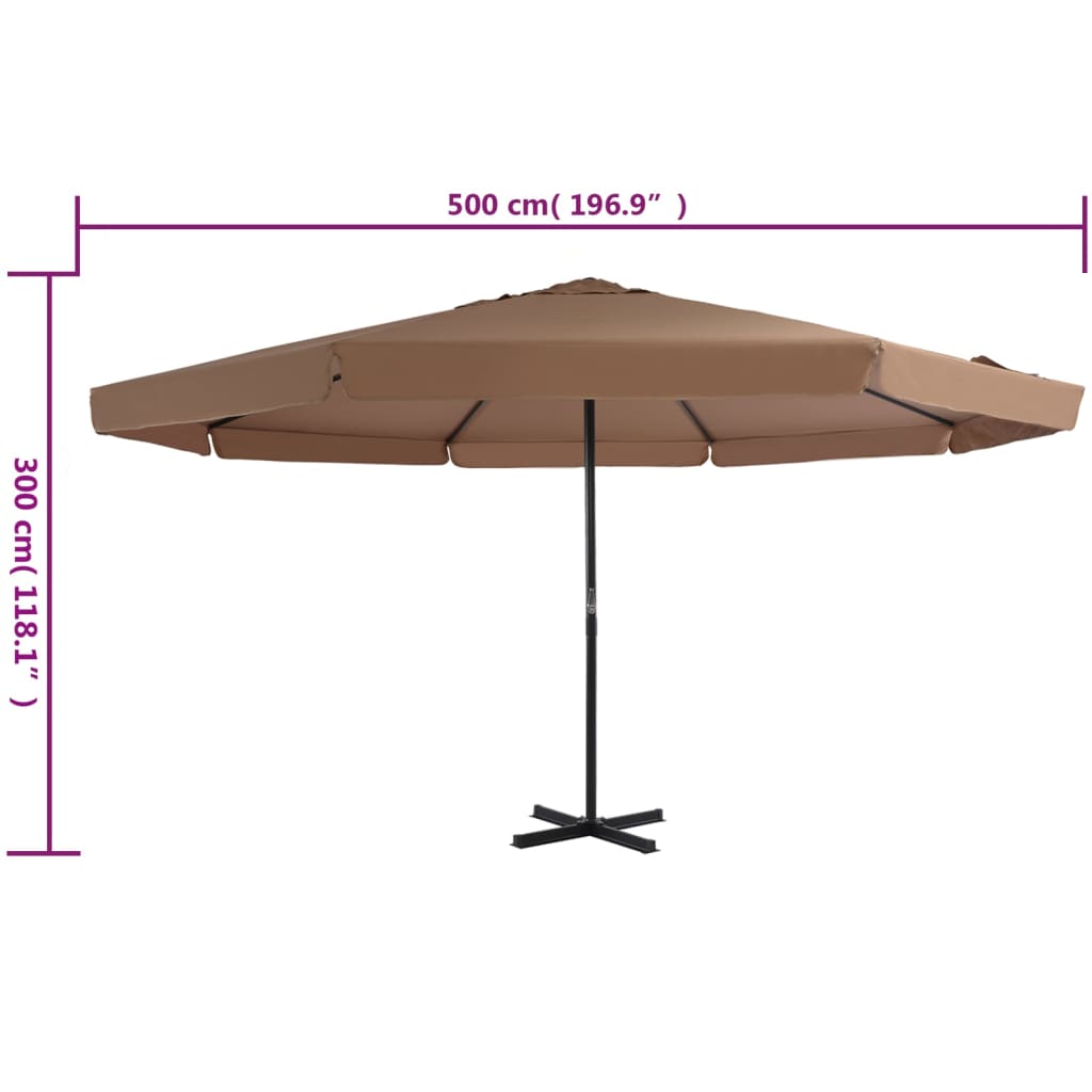 Garden Parasol with Aluminium Pole 500 cm Taupe
